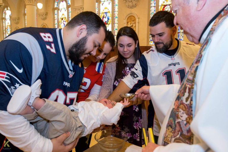 When the Superbowl and your baby's baptism are the same day... When the Superbowl and your baby's baptism are the same day...